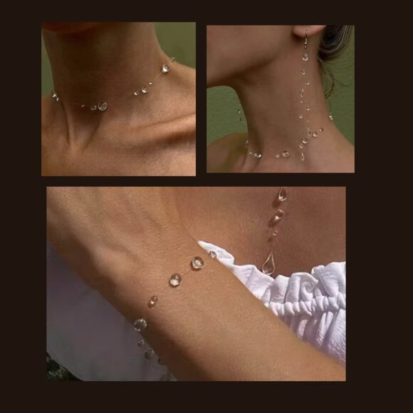 NWT WATER DROP NECKLACE/BRACELET AND EARRING BUNDLE - Picture 1 of 11